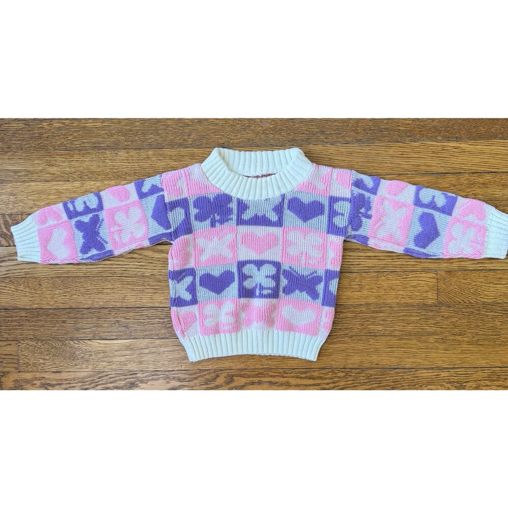Vintage Park Bench Kids Pink & Purple Sweater Size 2